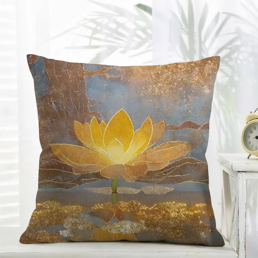 Buddhism Cushion Cover Comfort Daily Washable Linen Soft for Sofa Bed Home Room Decor