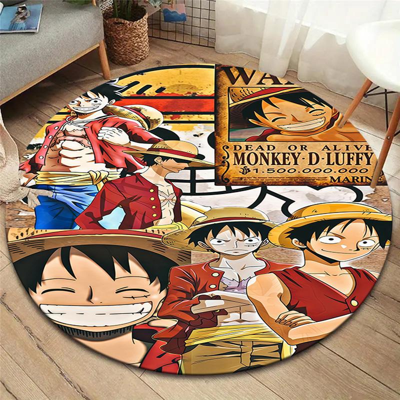 One Piece Monkey D Luffy Round Area Rug Carpet Rug For Living Room Bedroom Sofa Playroom Decor Nonslip Floor Mat
