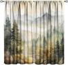 Wald Schwarzlicht Vorhang Für Büro, Aquarell Berg Wald Natur Baum Wald Heim Fensterdekorationen 2 Paneele Vorhänge
