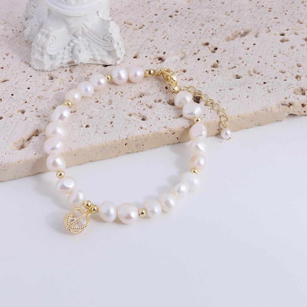 Natural Freshwater Pearl Bracelet Fu Character Smiley Face Shell Bow Pendant Bracelet Girlfriend Beaded Bracelet