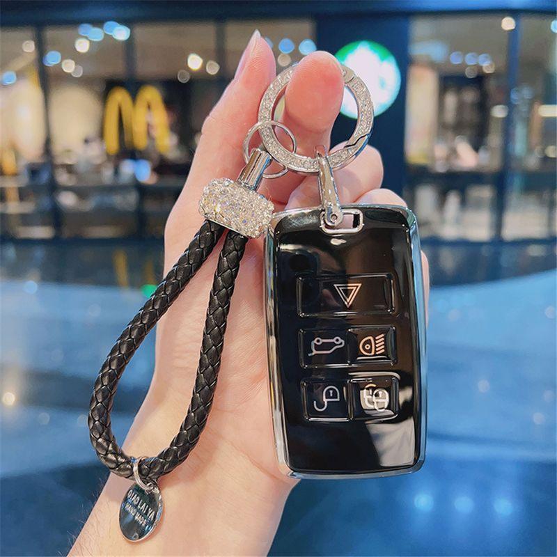 TPU Car Key Case Remote Cover Shell Holder Chian Fob For Land Rover New RangeRover Sport Evoque Freelander Velar Discovery LR5