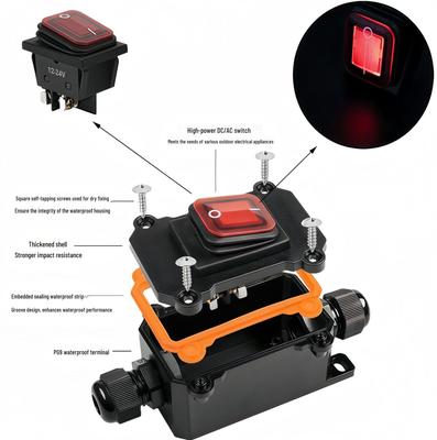 Outdoor Waterproof Power Supply with 220V High-Current Rocker Switch