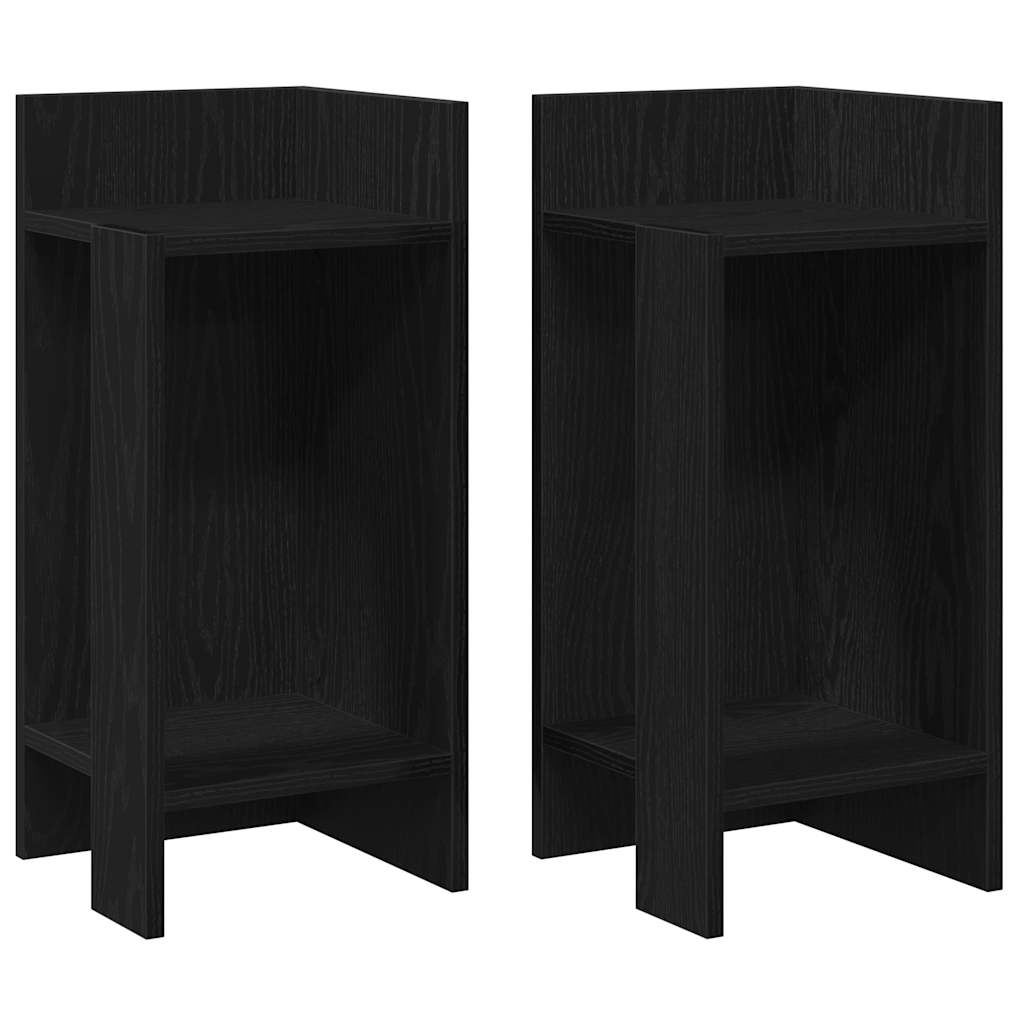Vidaxl Side Tables 2 Pcs. With Shelf, Black, 25.5X27X60 Cm