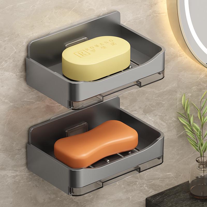 Wall-Mounted Punch-Free Soap Holder: High-End Drainage, Double-Layer Design Prevents Water Accumulation In Bathrooms.