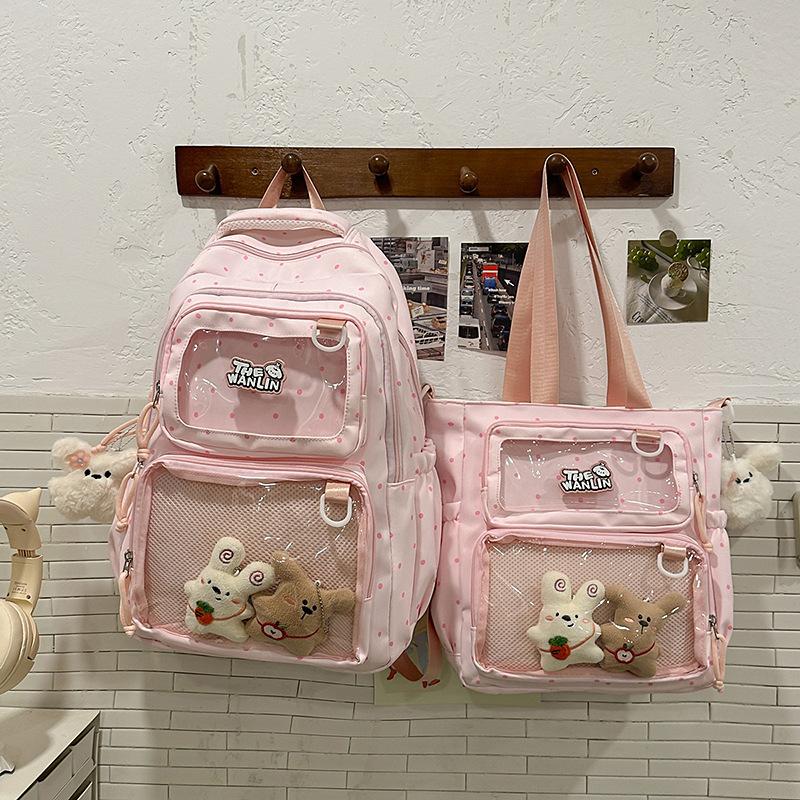 Japanese Ba Chi Pain Bag Large Food Amount School Bag Girls Junior High School Students Cute Polka Dot Backpack Second Dimensional Student Backpack