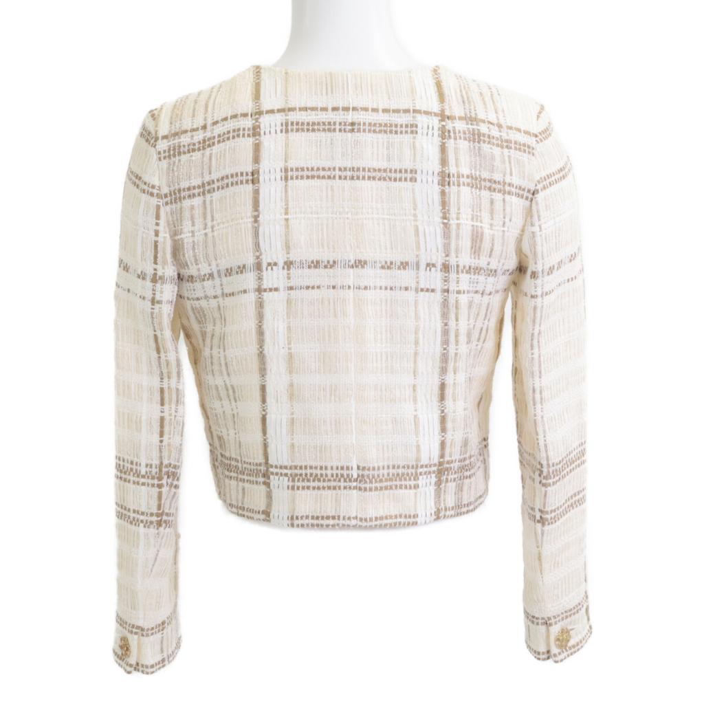 CHANEL Domestic genuine P50631V37753 15C Gripoa button tweed collarless jacket Jacket 34 Ecru x GoldUsed