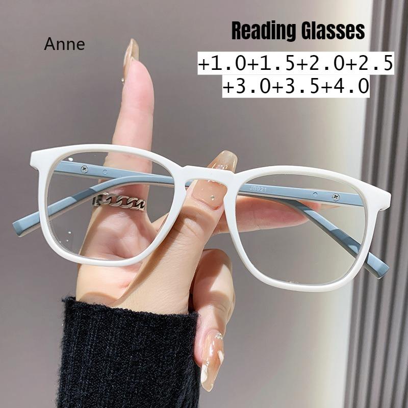 Women's Stylish Reading Glasses Unisex Blue Light Blocking Presbyopia Vintage Ultralight Square HD Lens Eyeglases for Ladies