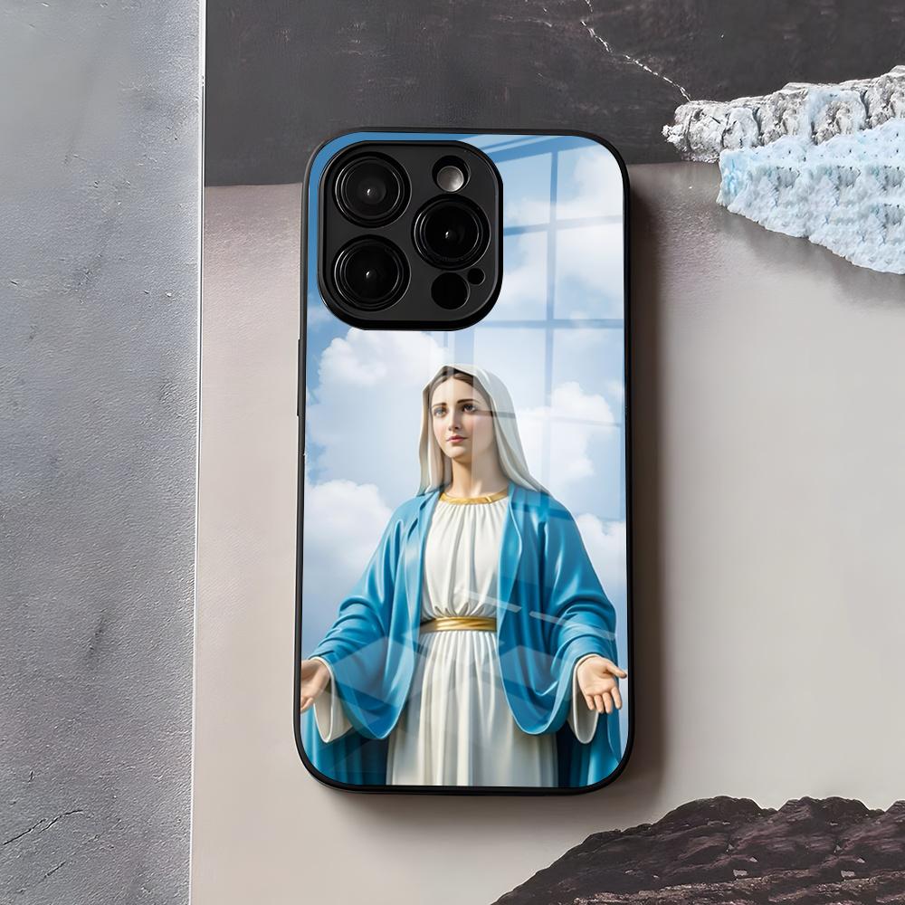 Jungfrau Maria Jungfrau von Guadalupe Handyhülle Für IPhone 17 Air 16 E Pro Max 15 14 13 Mini 12 Pro 11 Max Plus Schwarzes Glas Cover