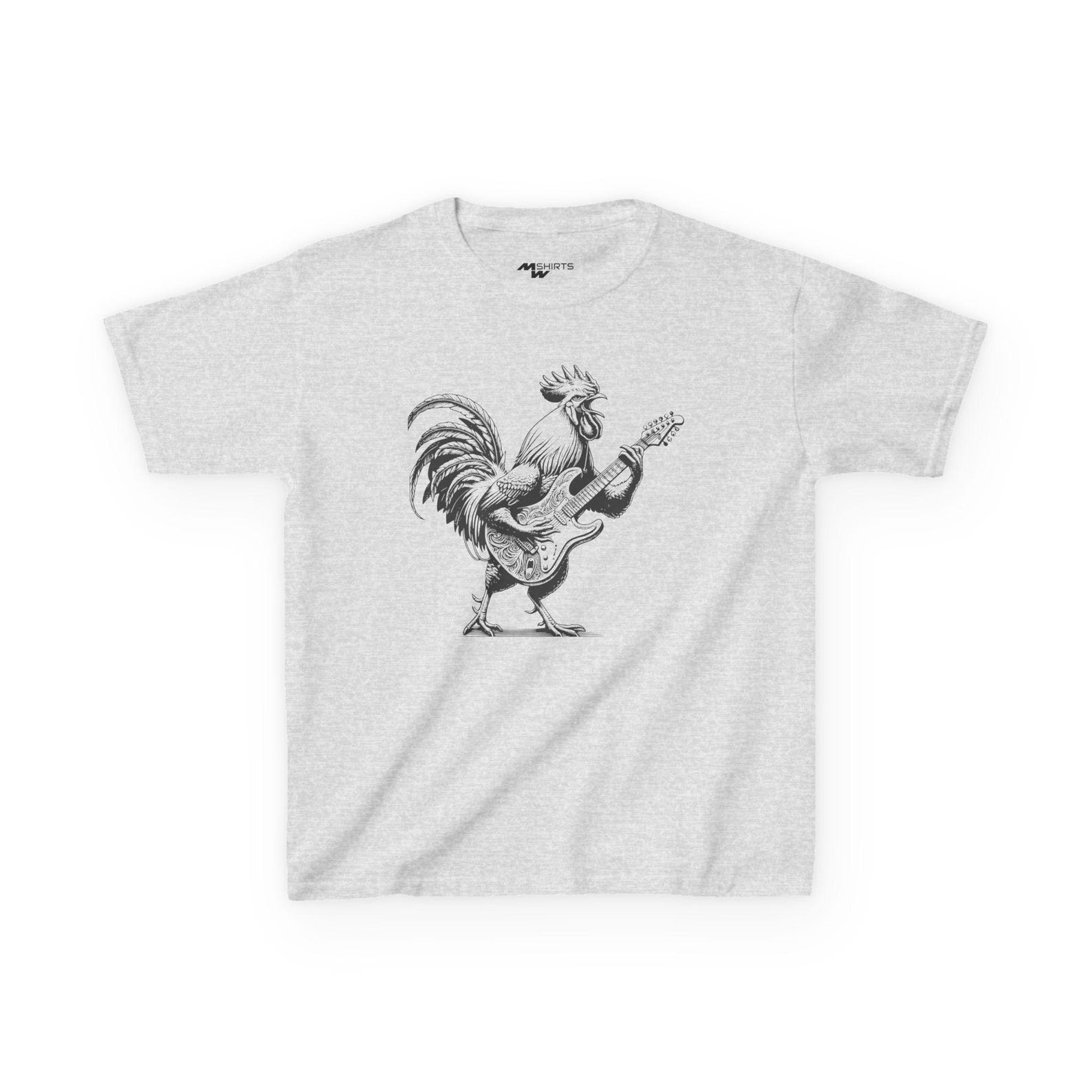 Rockin  Rooster Graphic Kids Tee: Fun Animal Design M