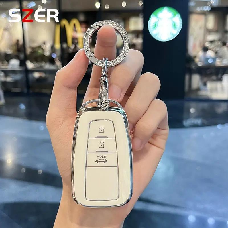 ZYU3 Madingas TPU automobilio raktų pakabukas Raktų dėklas Dangtelis Korpusas Fobas Toyota Corolla Prius Camry CHR C-HR RAV4 Altis Land Cruiser Prado raktams be rakto