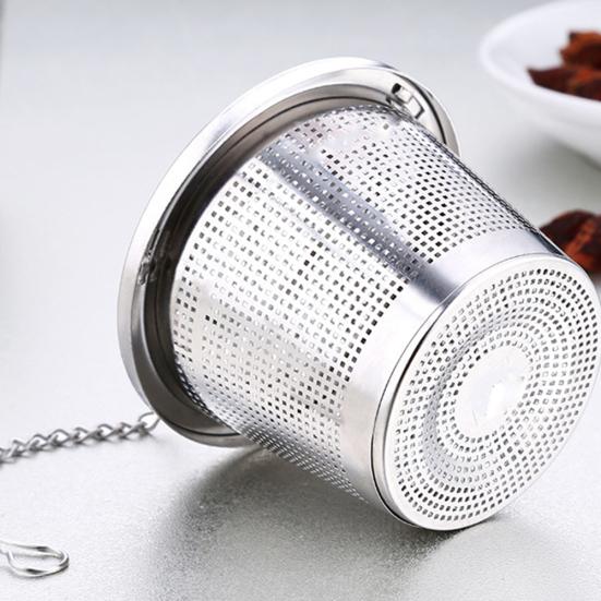 Stainless Steel Loose Tea Leaf Brewing Basket Filter Holder Infuser with Chain