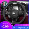For Alfa Romeo Car Leather Non-slip Steering Wheel Cover For Alfa Romeo 4C 159 Spider Giulia Giulietta 156 Tonale Mito Car Inter