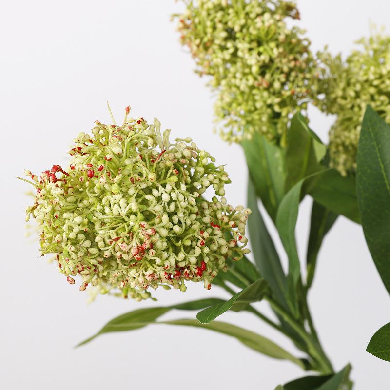 Single Wooden Hydrangea Fake Flower Interior Decoration Ornament Floral Arrangement, Wedding Simulation Snowball Flower