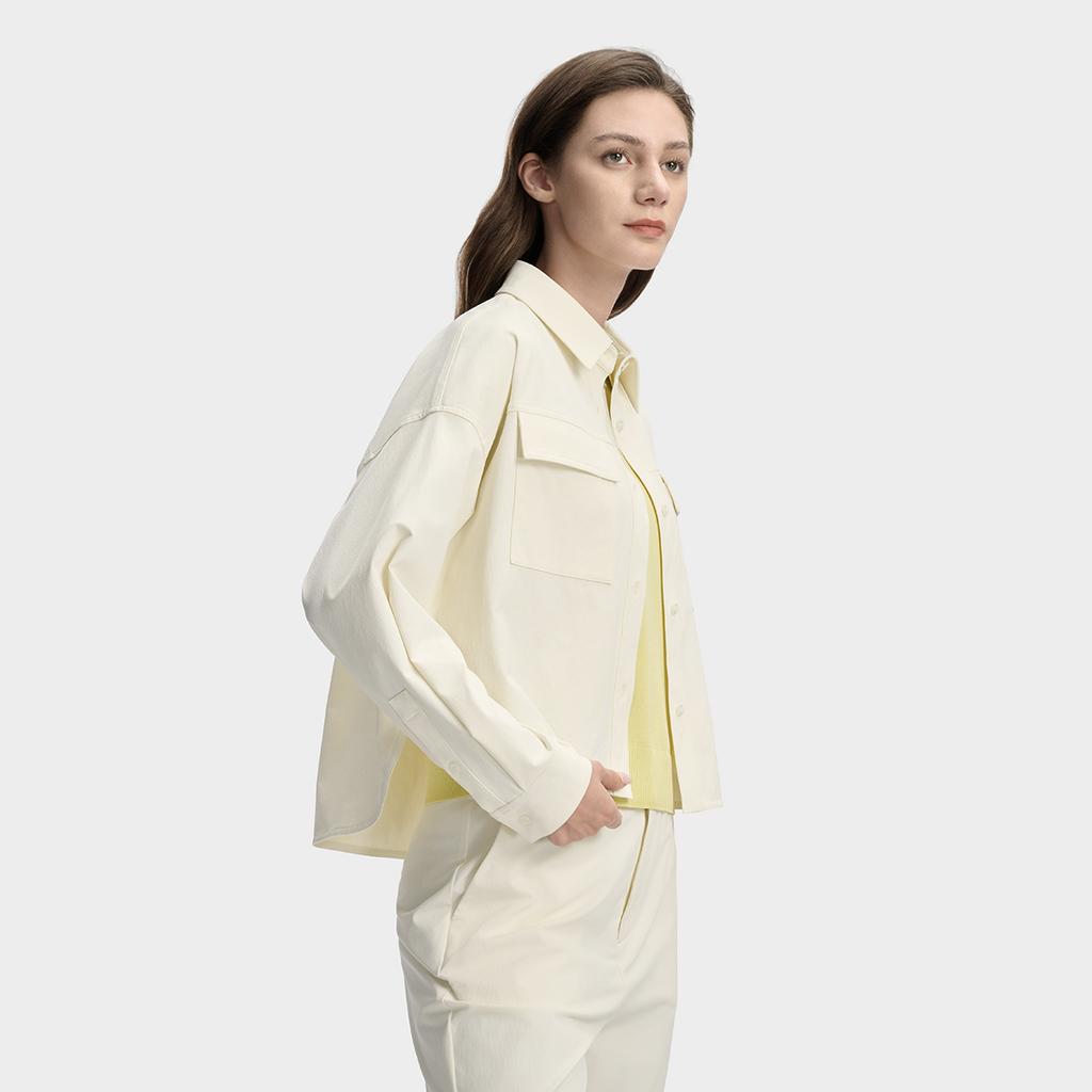 FILA White Fashion Minimalist Personality Trend Classic Retro Sports Casual Workwear Versatile Comfortable Woven Long Sleeve Shirt F11W613706FIV