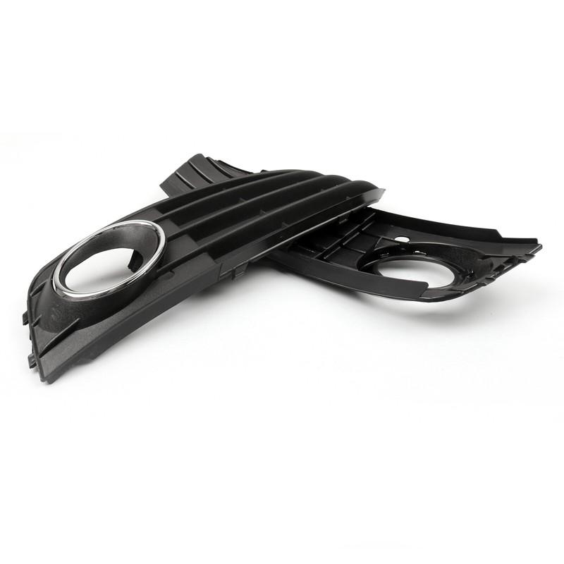 1 Pair Matte Black Front Bumper Fog Light Grille Cover For 09-11 A4 A4L