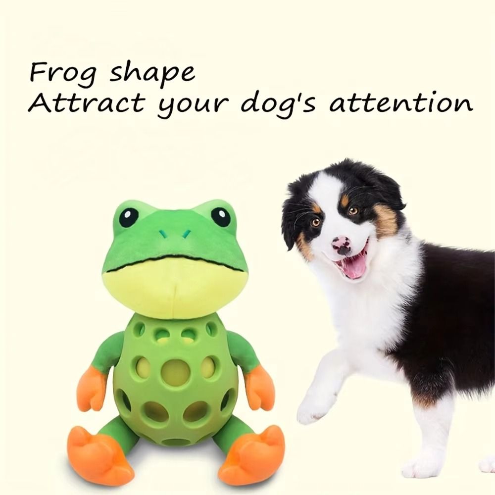 Cartoon Frog Shape Interactive Sound Toy Bite Resistant Pet Squeaky Chew Toy  Home Use