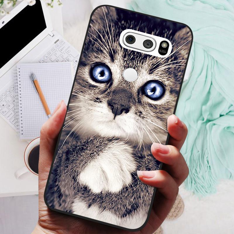 Para LG V30 V30+ Funda Gato Lindo Pintado Trasera para Teléfono Para LG V35 V30S Thinq Funda Silicona Suave Para LGV30 V30 Plus Fundas Coques