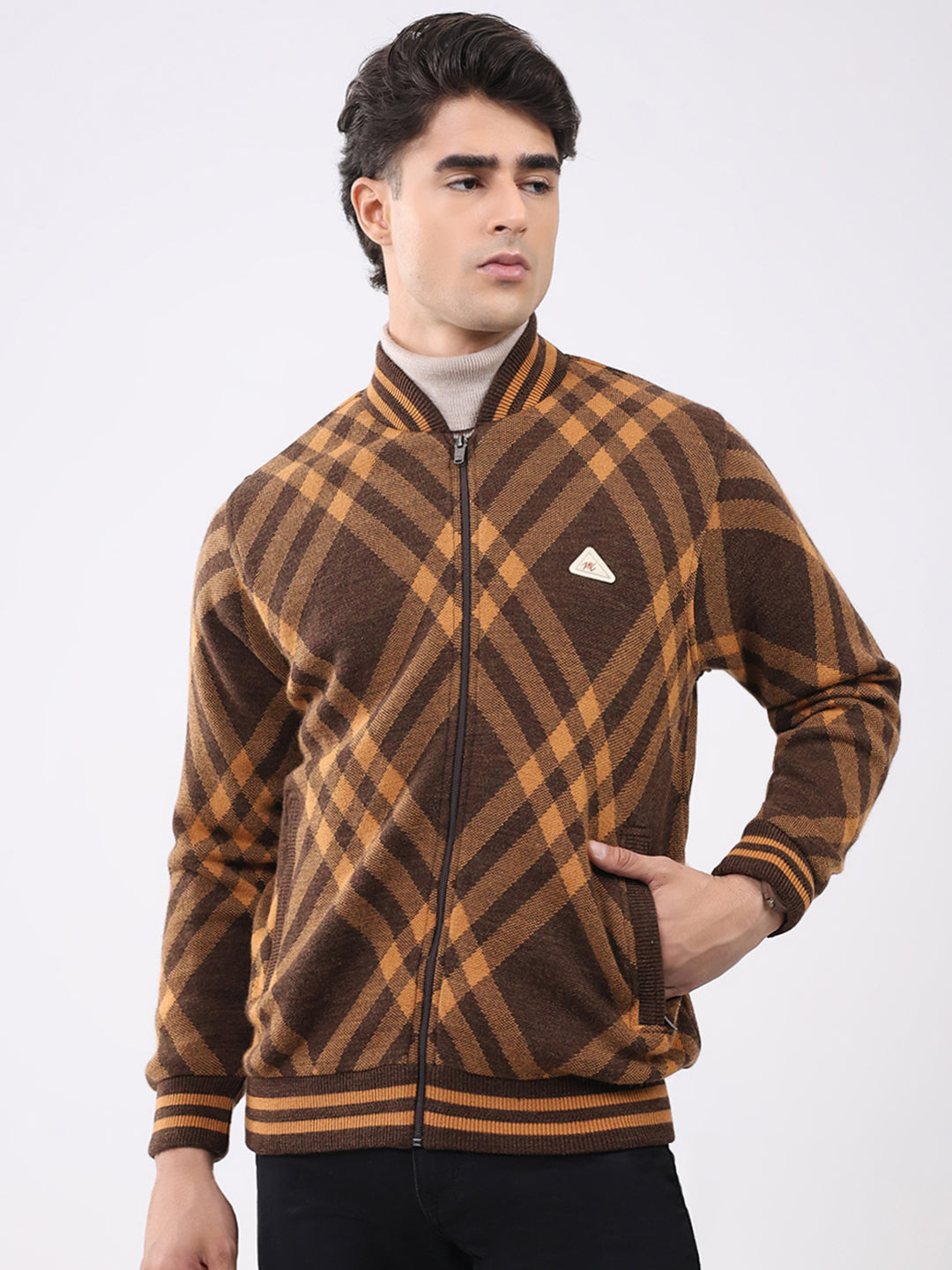 Monte Carlo Mens Regular Fit Self Designed Jacket L
