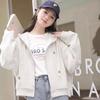 Autumn 2023 Women's Dark Blue Hooded Zipper Hoodie Jacket - Versatile and Trendy for Spring and Autumn
