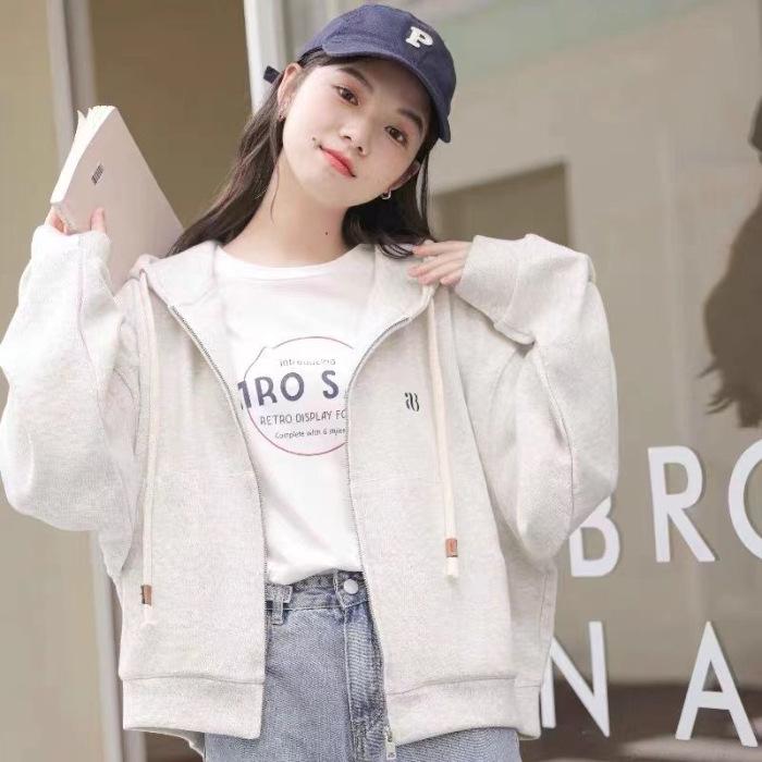 

Autumn 2023 Women s Dark Blue Hooded Zipper Hoodie Jacket - Versatile and Trendy for Spring and Autumn 2XL