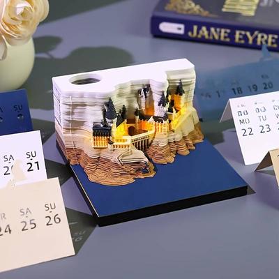 Magic Castle 3D-Notizblock 2025 Kalender Memo Pad Block Notizen Hary DIY Art Design Notizpapier Schreibwaren Zubehör Neuartige Geschenke