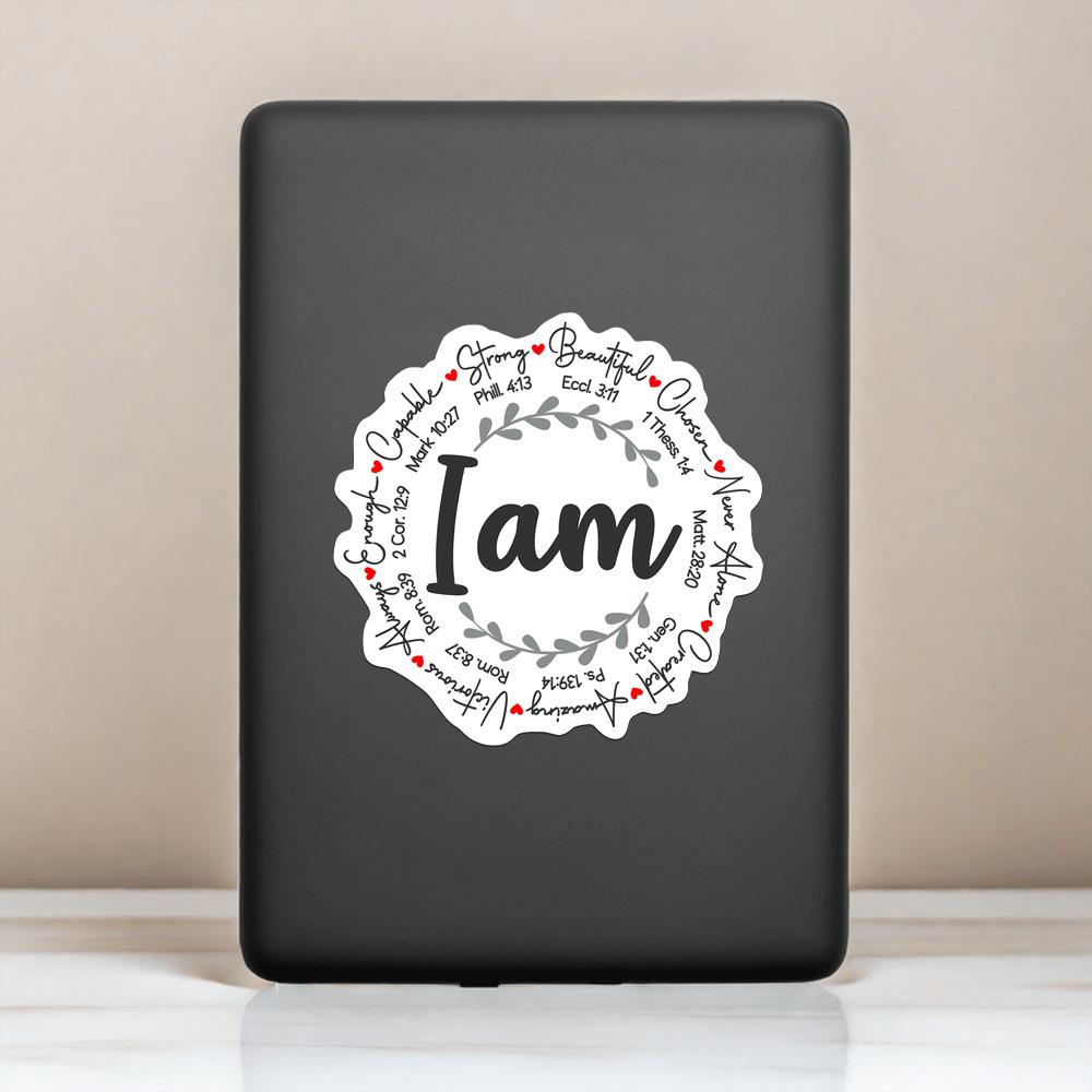 1PC I Am Affirmation Sticker | Inspirational Bible Sticker Pack For Journals And Laptops | Waterproof Sticker For Water Bottles And Cars