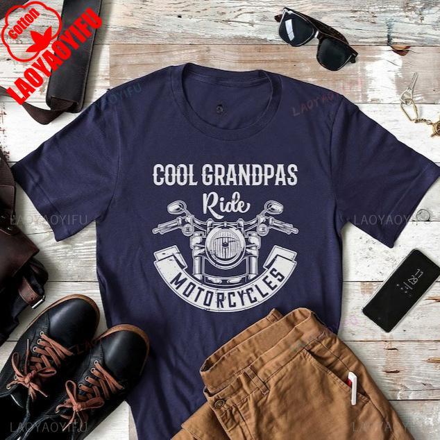 Cool Grandpa Gift Motorcycle TShirt Ride Biker Christmas Gift for Grandpa Dad Summer Fashion Casual Comfort Soft Cotton Tees