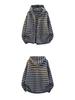 Women's Retro Striped Hooded Knit Cardigan Sweater Coat
