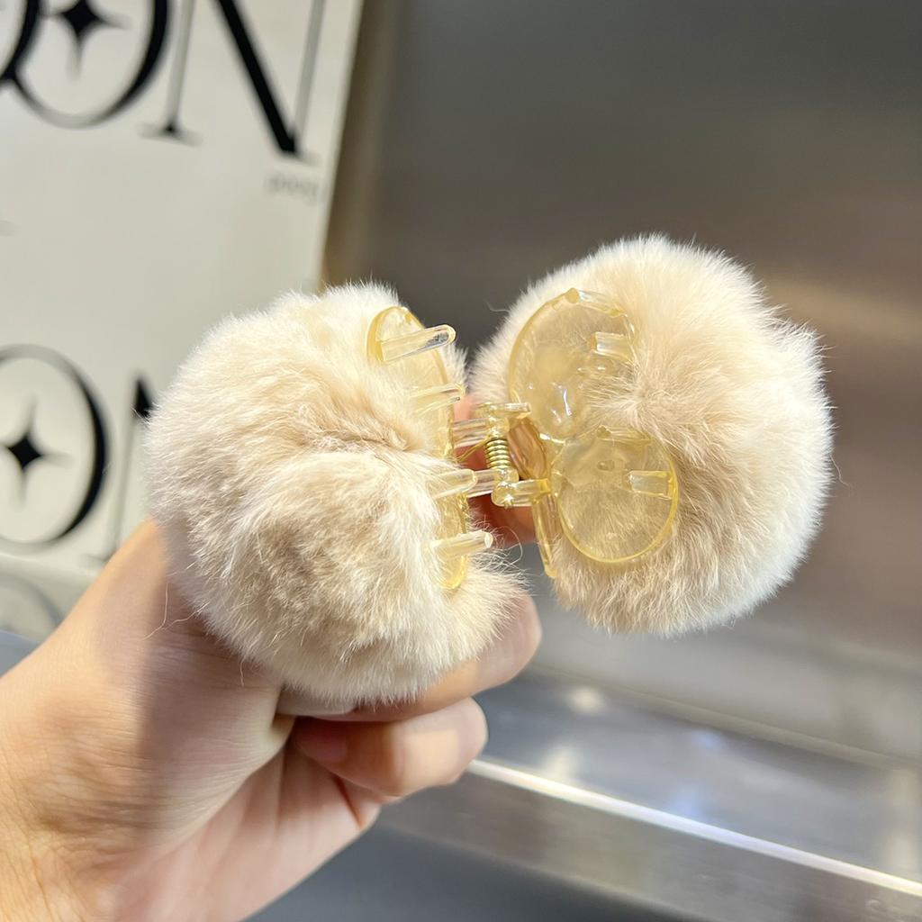 "Jolie petite épingle à cheveux boule de cheveux"; Ins real rex – pince à cheveux en forme de lapin, petit clip en peluche, accessoires pour cheveux, automne et hiver, rouge cerise