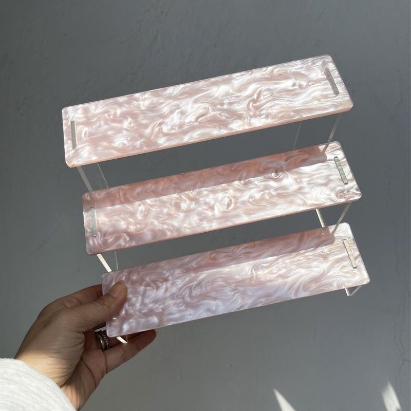 

3 Color Water Ripple Blind Box Storage Rack Organizer Acrylic Rack Standing Ladder Acrylic Sheets Transparent Badges Dolls Decor розовый