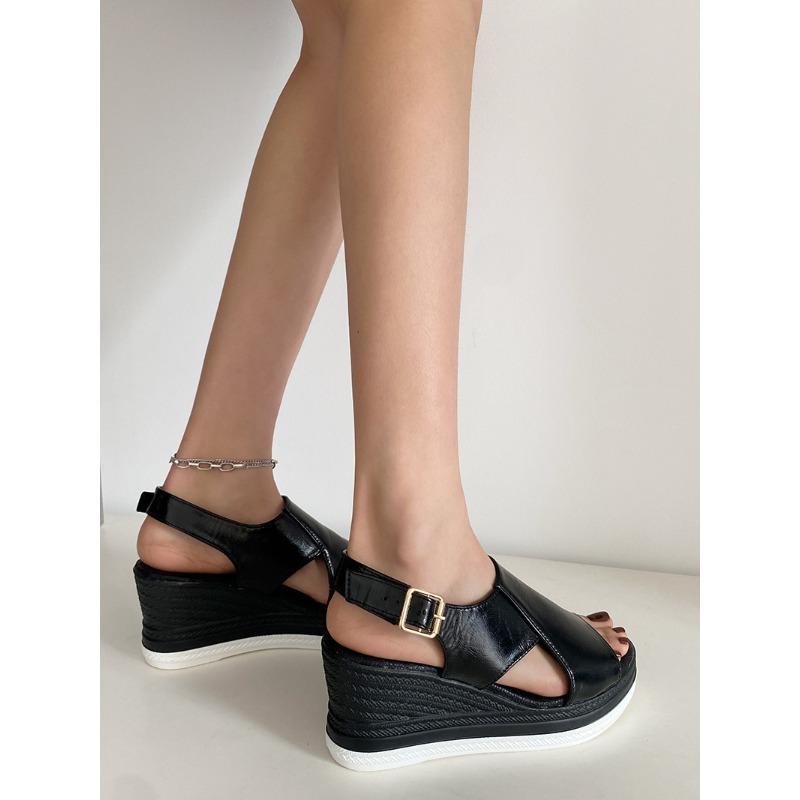 Women's Wide Width Single Strap Platform Sandals - Chunky Wedge Heel Beach Shoes for Summer, Fashion Slide Sandals