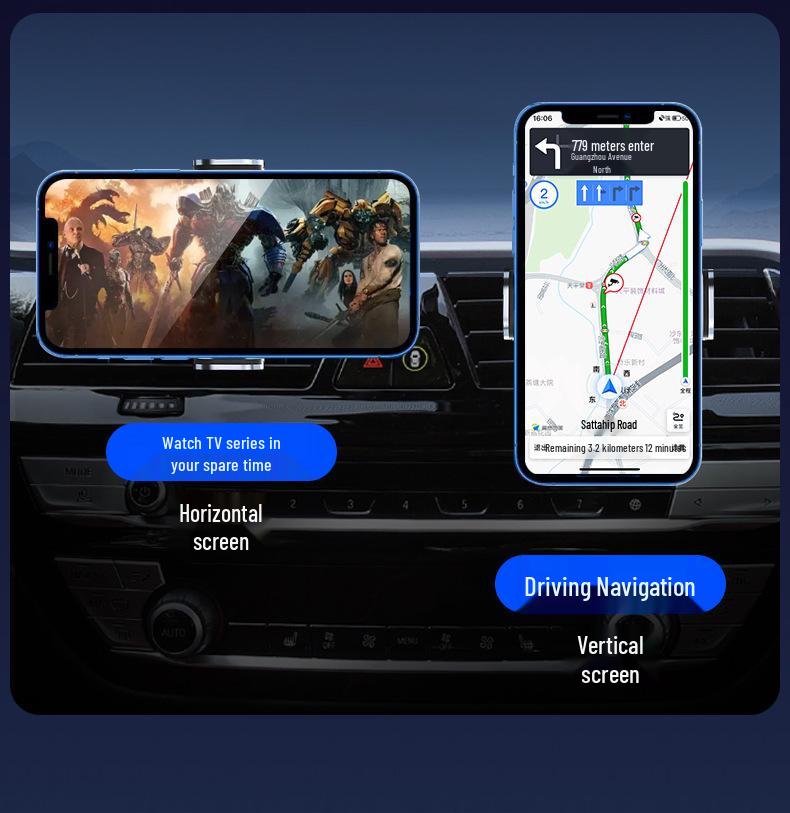 Magic Clip D7: Smart Car Phone Holder with Metal Induction and Auto-Clamp Air Vent Mount for Navigation