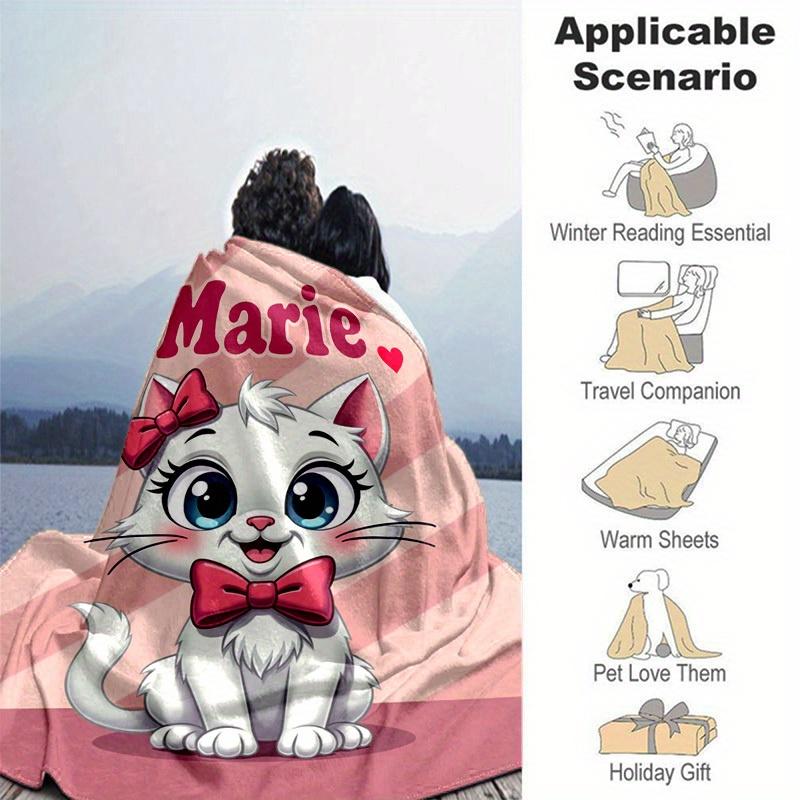 1PC Cute Cartoon Marie Cat Blanket, Super Soft Flannel, Seasonal Home Decorative Throw, for All Season Use, Bed, Couch, Office, Outdoor, for