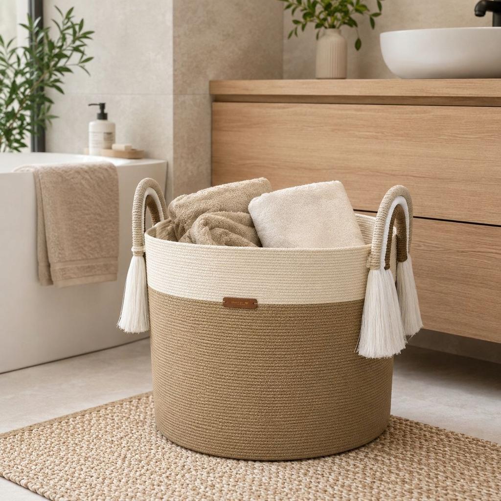 LAUNDRY BASKET 35*28cm TOY BASKET GIFT BASKET ECRU/BEIGE