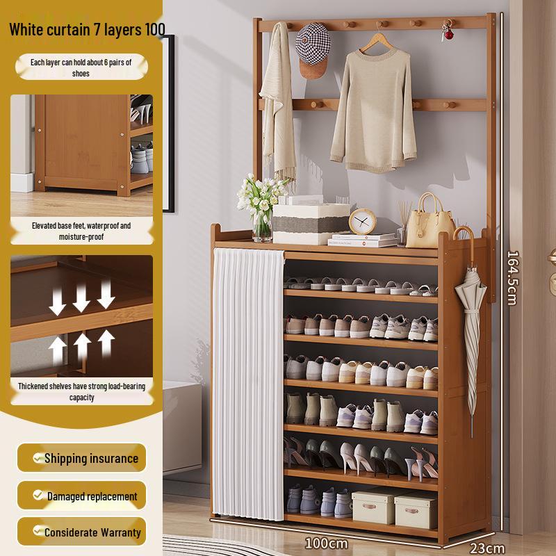 Multi-layer Dustproof Bamboo Shoe Rack for Entryway