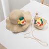Summer outdoor new straw children's cartoon cute flower hat with bag woman