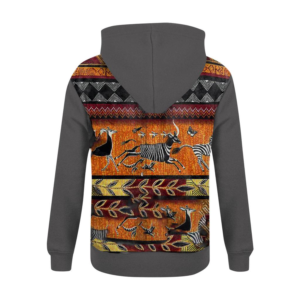 Fashion Print Loose Men's And Women's Long Sleeve Hooded Sweater