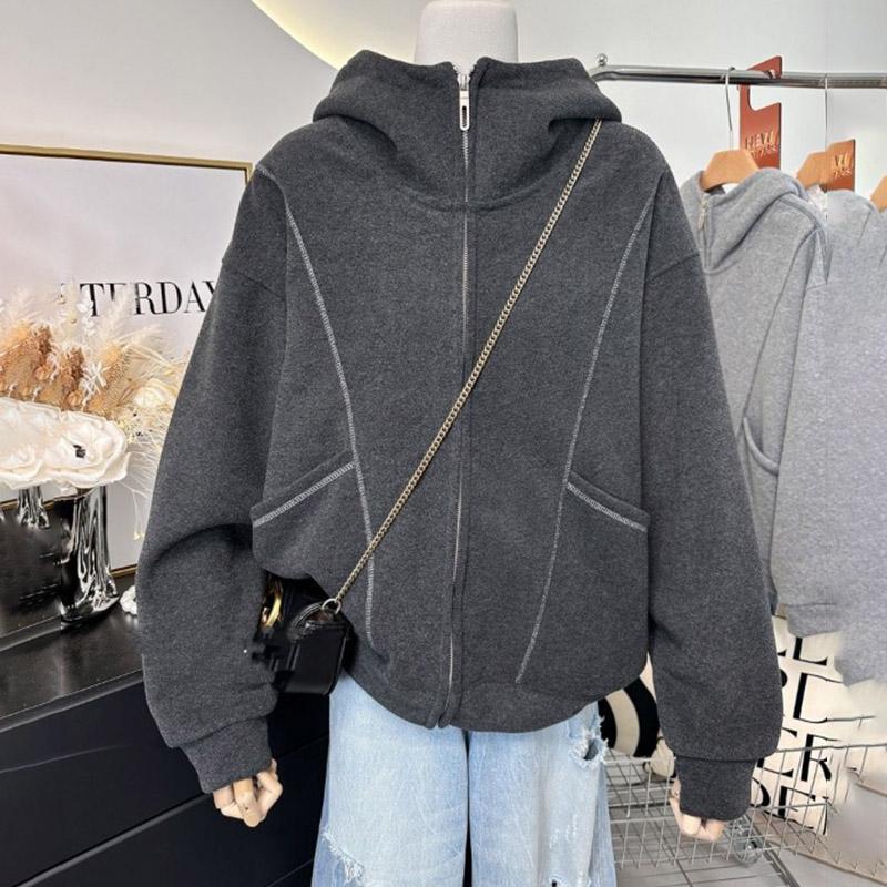 Damenmantel Winter Baumwolljacke Mit Kapuze Verdickt Samt Einfarbig Locker Freizeitmantel Oberteil