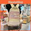 Simple Color Blocked Letter Pattern Student Backpack With Badge And Pendant For School And Daily Use