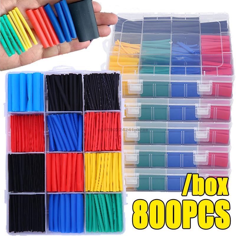 800PCS Heat-shrinkable Sheath Heat Shrink Tubes Set Thermoretractile Tube Charger Cable Protector Line Bar Electric Wire Sheath