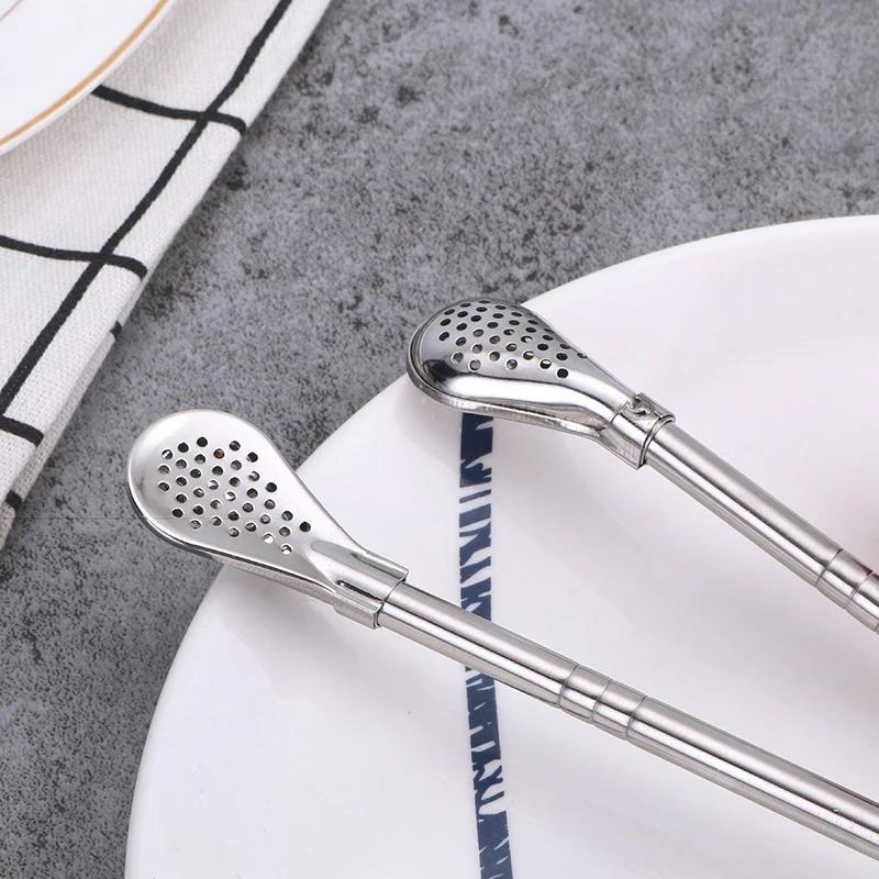 2Pcs Detachable Bombilla Filter Straw Stainless Steel Straw Spoon Tea Filter Yerba mate straw Reusable Bar Accessories 5