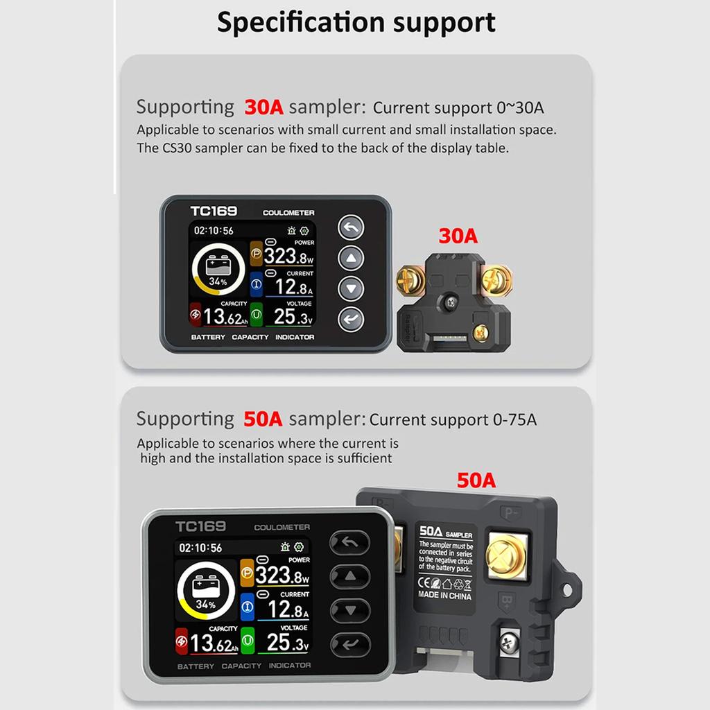 Battery Capacity Tester With Percentage And Remaining Time Display Coulomb Counter For 6V To 60V Applications