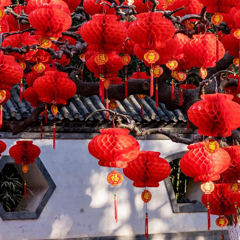 10PCS Chinese Red Paper Lanterns Festival Decorations For New Year, Spring Festival, Wedding And Restaurant Decorations
