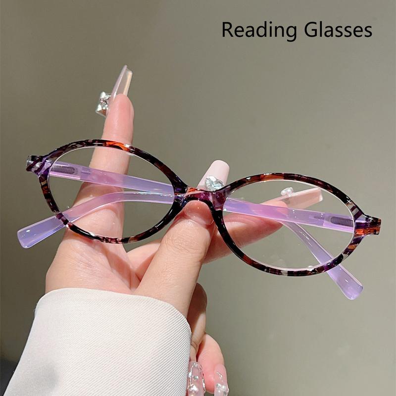 Vintage Oval Reading Glasses Women Fashion Cute Patchwork Rim Prescription Optical Frames Blue Light Blocking Eyeglasses