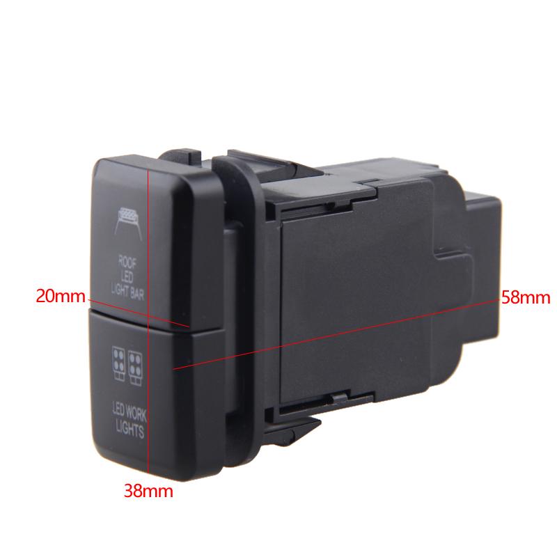 1PC 12V Car Dual Toggle Switch LED Light Bar Blue/Green On-Off Push Switch Button With Cable For OBD2 Car Accessories