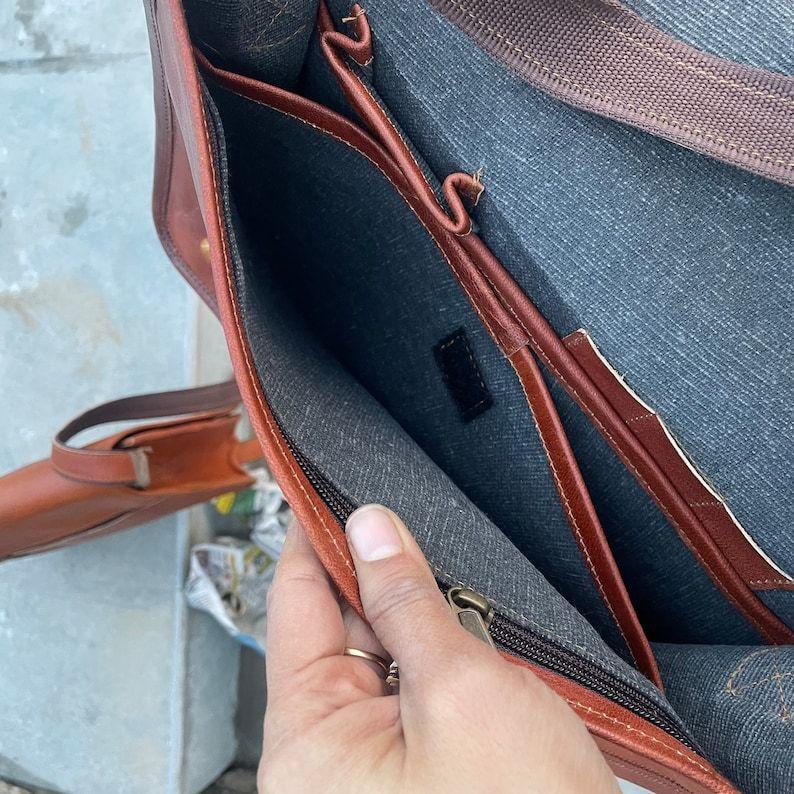 Personalized Leather Briefcase for Men, 18" Travel Leather Briefcase Laptop Bag, Satchel Leather Messenger Bag, Crossbody Bag, Gift Idea