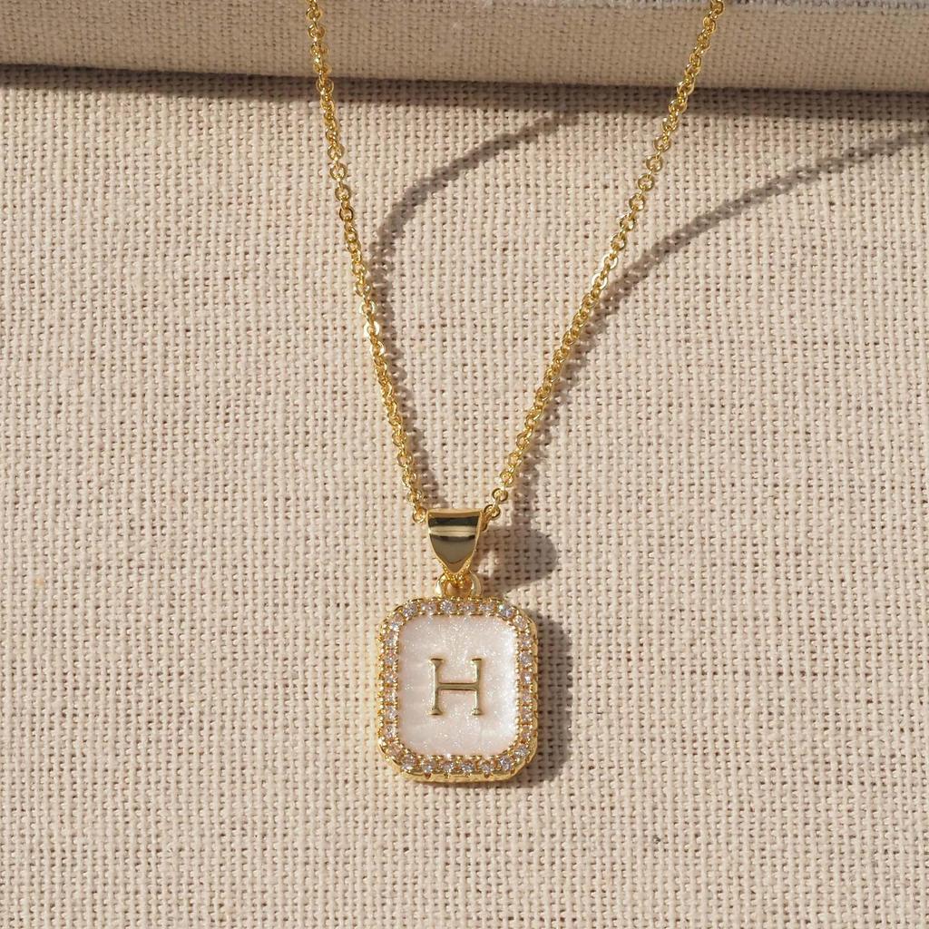 Trendy Gold-Plated A-Z Initial Pendant Necklace with Enamel Finish