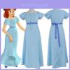 Bezauberndes Märchenhaftes Peter Pan Wendy Darling blaues Kleid mit Schleife und Kopfbedeckung