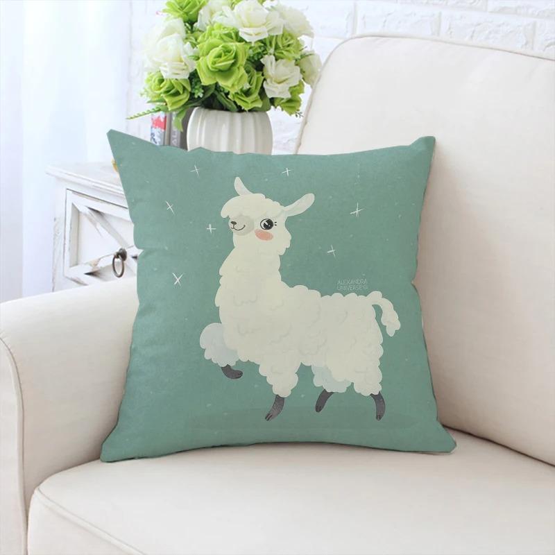 Cute Cartoon Alpaca Pillowcase Car Ornaments Office Living Room Sofa Home Pillowcase