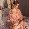 nightgown women's summer ice silk thin satin jacquard long retro sexy high-end spring and autumn bathrobe robe